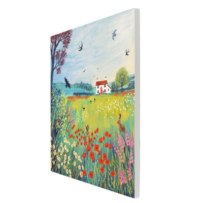 Summer Meadow Artwork by Jo Grundy Ceramic Picture Tile Dimensional Wall Art
