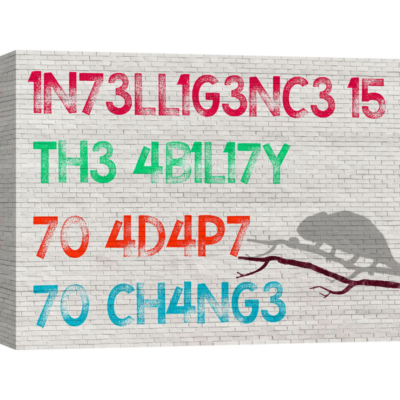Intelligence Motivational by Masterfunk Collective - Wrapped Canvas Print, 50cm H x 70cm W 