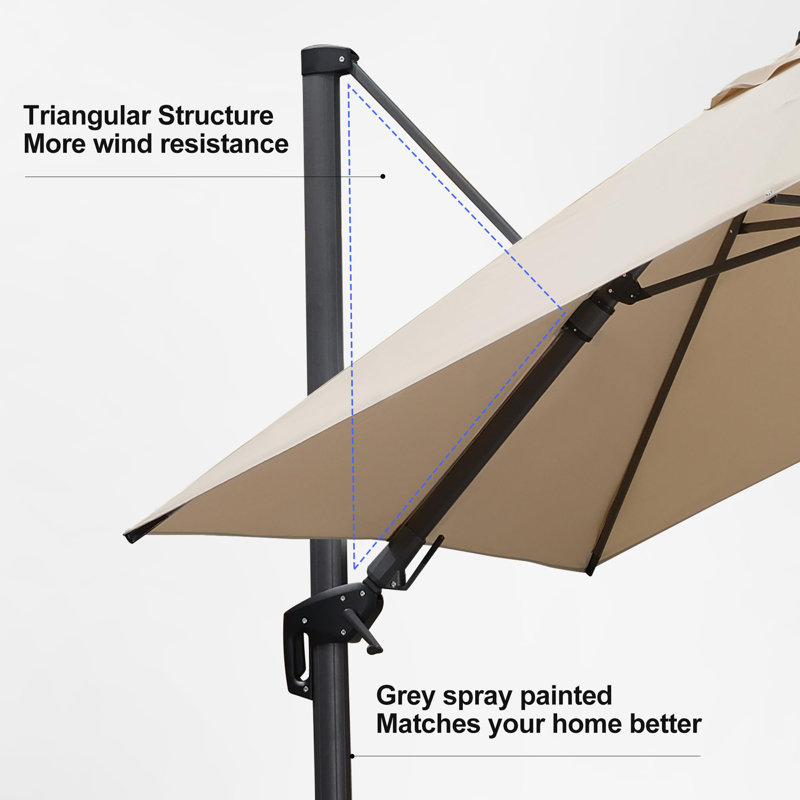 274cm X 365cm Rectangular Cantilever Parasol, Beige