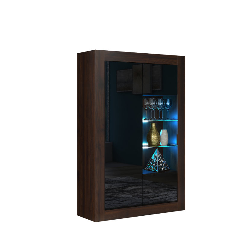 Bronya Display Cabinet, Walnut/Black