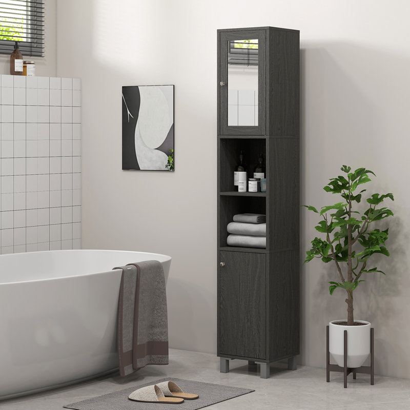 Armoire de rangement haute avec miroir Kleankin, Gris