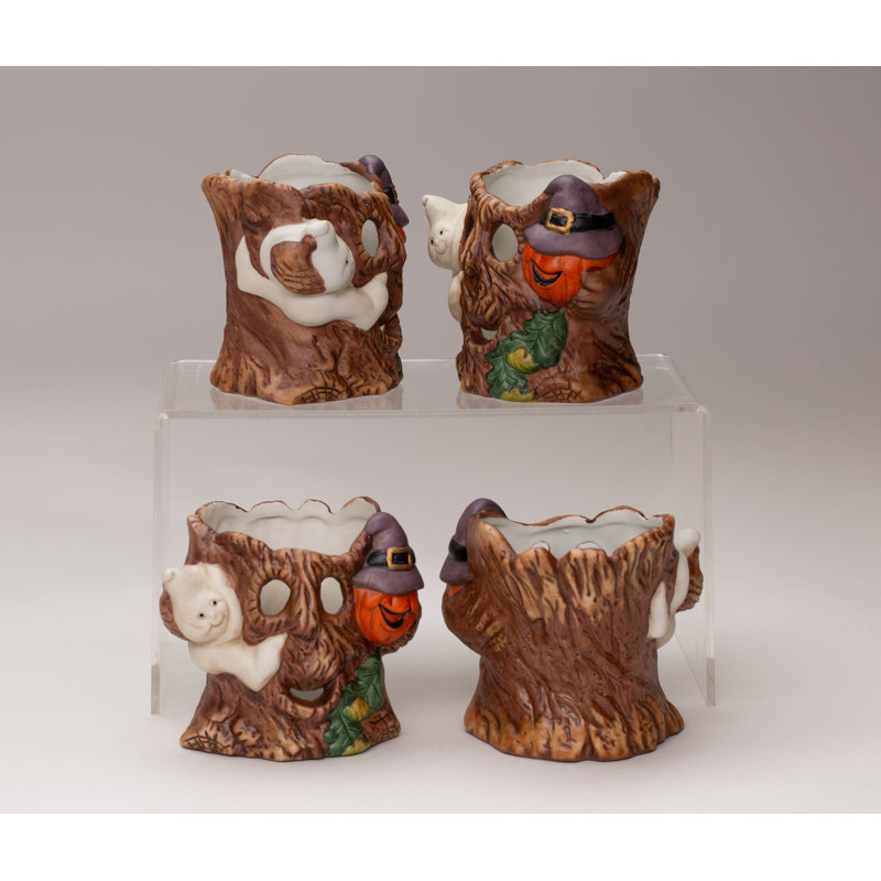 Ensemble de 4 porte-votives Halloween Ghost