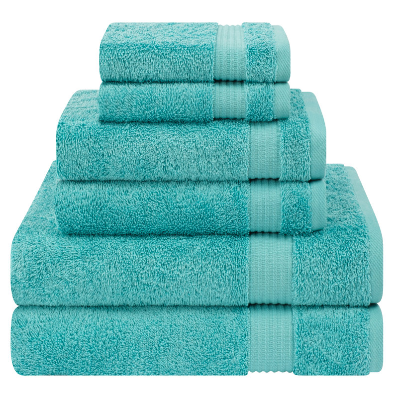 100% Cotton Luxury Turkish  6 Piece Bath Towel Set, Super Soft and Absorbent, Turquoise Blue