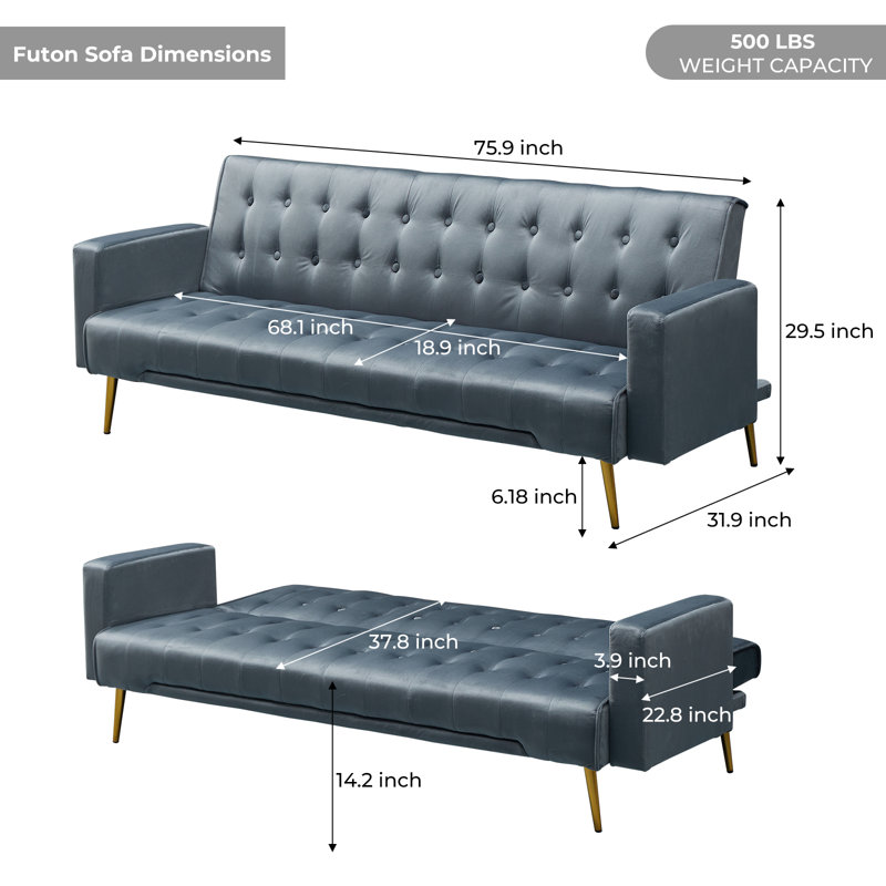 Canapé-lit convertible Modern, Velours gris velours