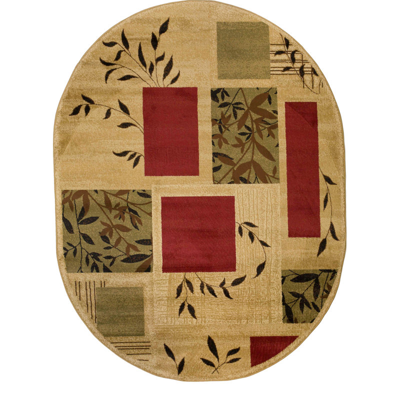Tapis d'intérieur ivoire Abbie, Ovale 5 pi 3 po x 6 pi 10 po