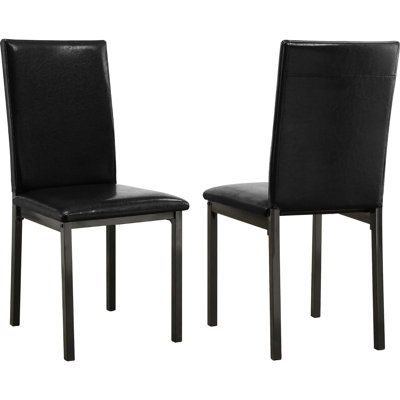 2 chaises d'appoint rembourrées noires 2 pièces, style transitionnel pour la salle à manger à domicile de 2 chaises rembourrées - Attrait