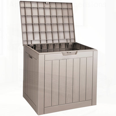 Outdoor Resin Deck Storage Box, 31 Gallon Waterproof Patio Organizer for Clutter-Free Living and Enhanced Outdoor Aesthetics.