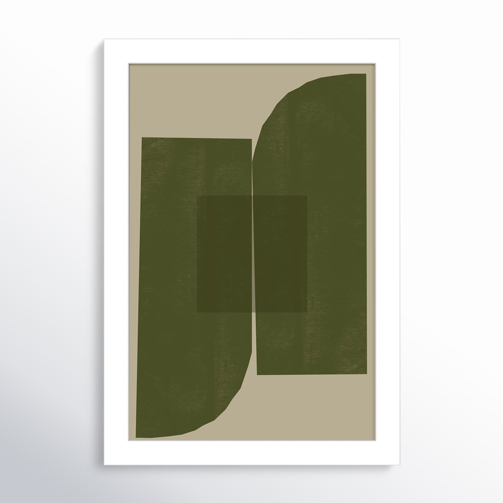 Percey "Green Composition 2" Print, 13" H x 9" W, White