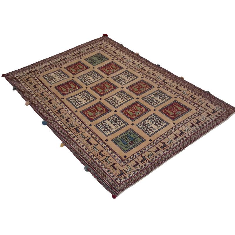 Paska Patchwork Area Rug in Beige