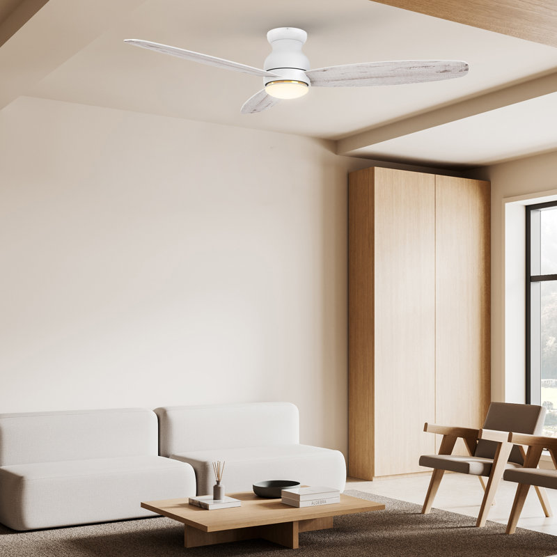 60'' Ceiling Fan with LED Lights, White/Light Wood