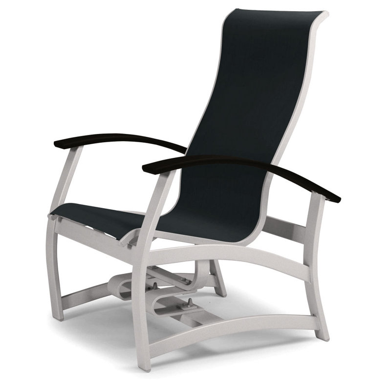 Askar Powder Coated Aluminum Outdoor Lounge Chair, Black P70, Black 5D Sunbrella®, Gloss White