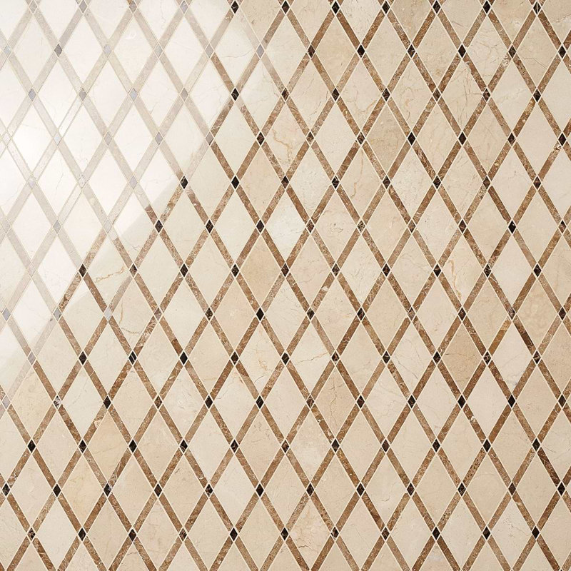 Imperial Blend Polished Marble Mosaic Tile, Woodland/Beige
