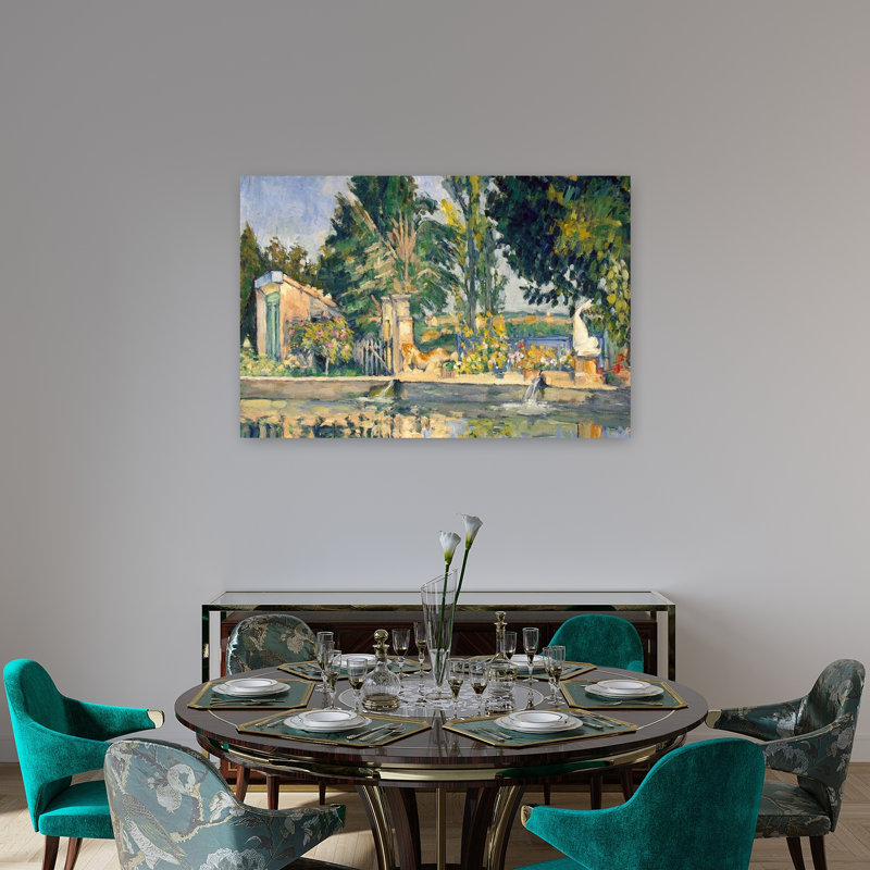 Jas De Bouffan, La Piscine, vers 1876. Estampe d'art mural abstraite d'architecture contemporaine., H 32 po x l 48 po