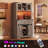 Valerie 70.8" Bar Cabinet with Light and Power Outlet, Sliding Barn Door, Glass and Wine Rack, 2 Drawers-1073898136