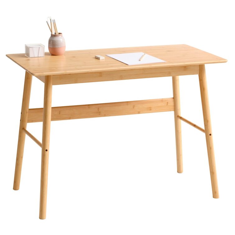 Computer Desk Study Writing Table - 41 Inch Bamboo Wooden Furniture For Home Office