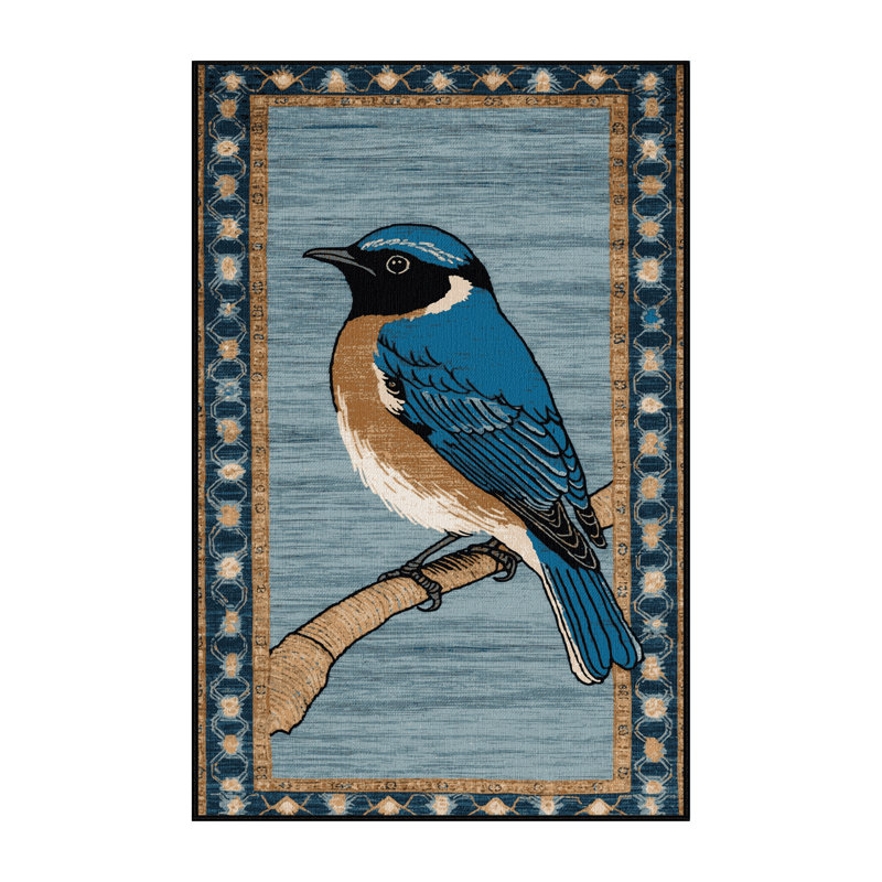 Washable Eastern Bluebird Birds Area Rug