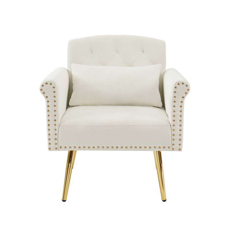 Fauteuil en velours avec pieds en métal