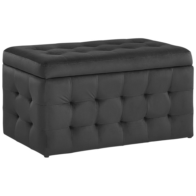 Francina 72cm Wide Velvet Tufted Rectangle Ottoman with Storage, Black