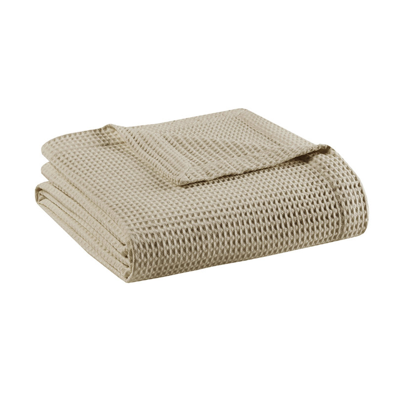 Couverture en coton, L 108 po x l 90 po, Kaki