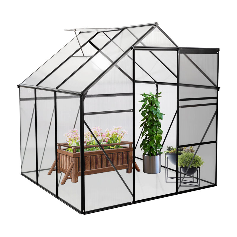 Polycarbonate Greenhouse Raised Base, Black, 5.91" H x 73.62" W x 6.3" D