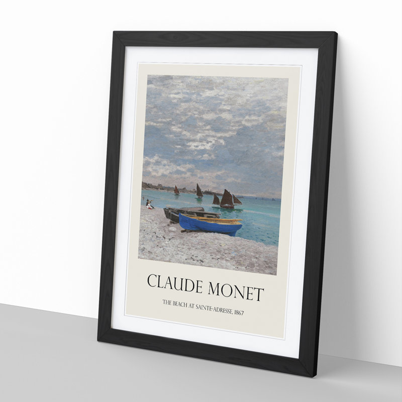 The Beach at Sainte Adresse by Claude Monet - Picture Frame Painting, Black Framed, 48cm H x 36cm W x 2cm D