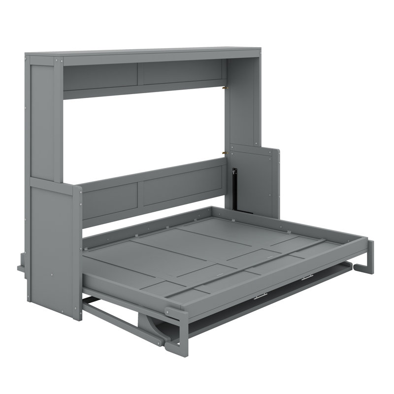 Mihoko Murphy Bed Cabinet with Display Shelf, Gray, Full
