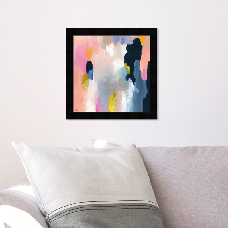 Motifs abstraits abstraits-impression d’art graphique encadrées sur papier, Cadre noir plat, H 12 po x l 12 po