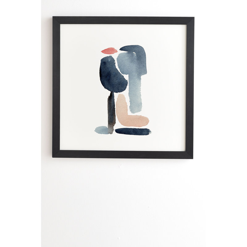 Figurine minimale bleu marine - imprimé, Toile tendue, H 30 po x l 24 po x P 2 po, Pas de tapis