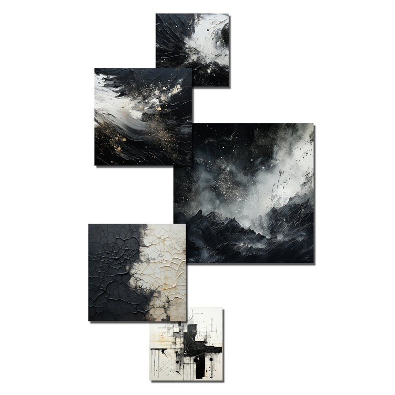 «Northern Sky Black Harmony», ensemble d'art mural 5 pièces Sky