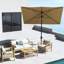 Parasol de parasol d'extérieur rectangulaire 6,5 pi x 10 pi, housse de table de patio avec manivelle, inclinaison réglable, café, manivelle 50