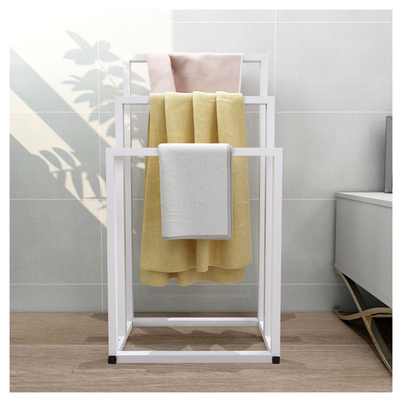 Porte-serviettes autoportant en métal blanc moderne Modern, Blanc
