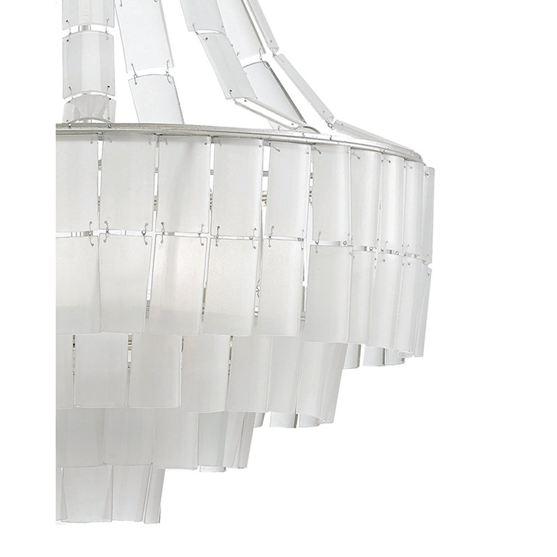 Lustre empire unique à 7 lumières Vintner, Feuille argentée / blanc opaque