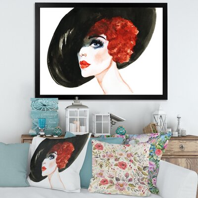 Red Head Lady in Hat Portrait of Woman - Painting on Canvas -  East Urban Home, F9E7E7687FE143108BFFC5BC28DB1E44