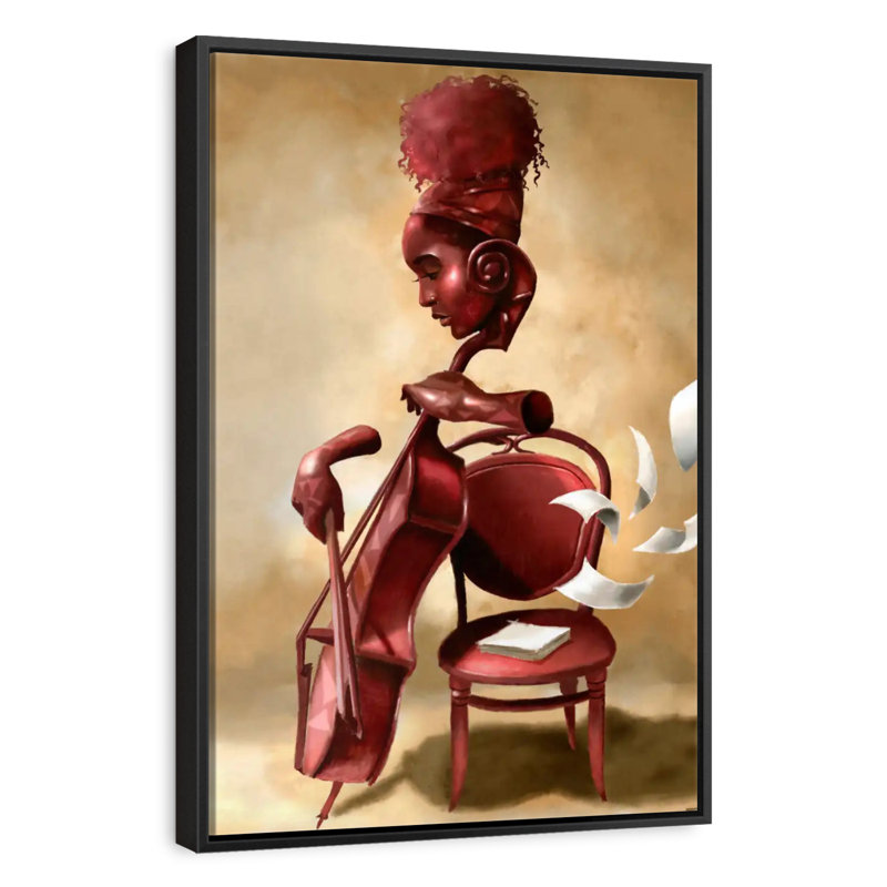 Le violoncelliste solo, 13 po x 19 po, Cadre flottant noir