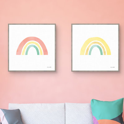 "Pastel Rainbow I & II" par Ann kelle, ensemble de 2 reproductions d’art sur toile encadrée