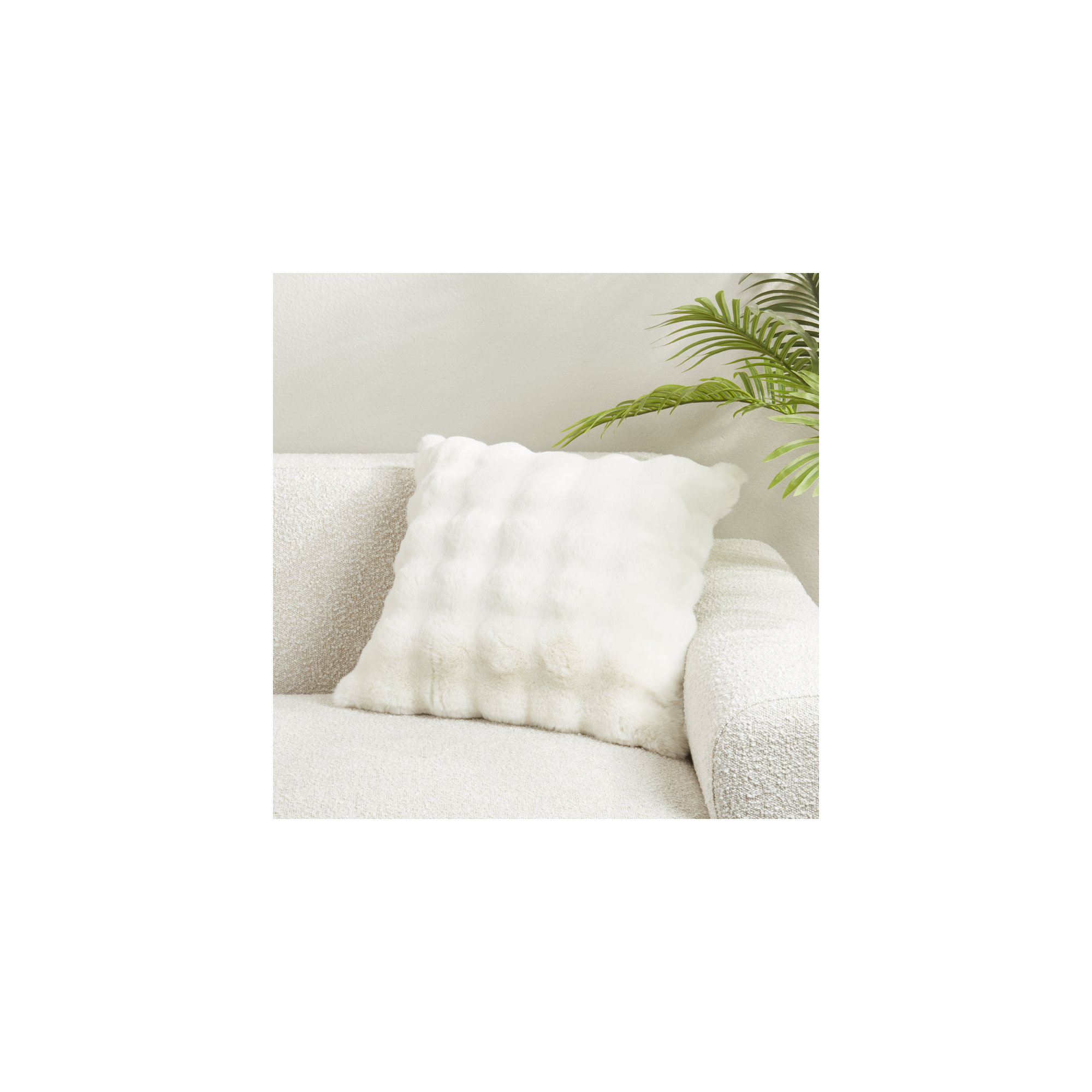 Cozy Bubble Faux Fur Pillow Cover, Down, Square 20", Ivory