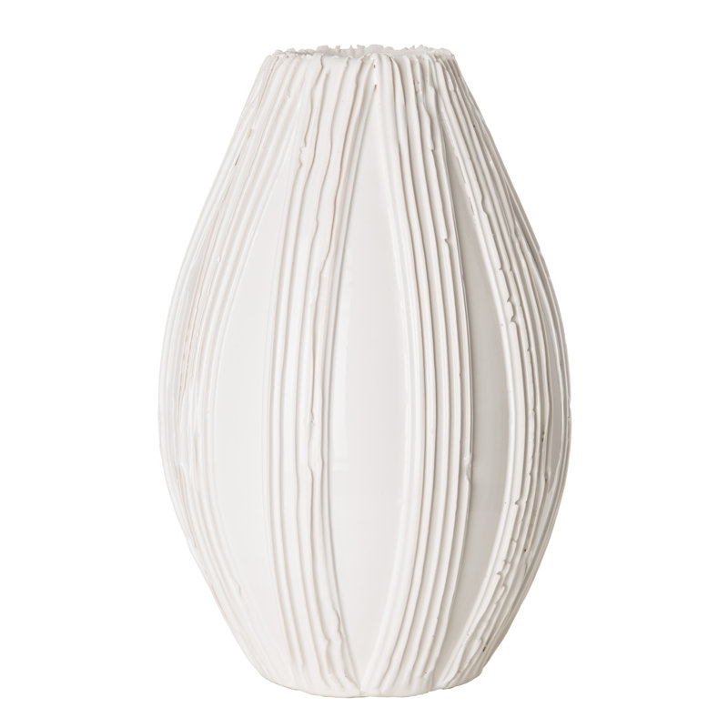 Alpine 15" White Ceramic Decorative Table Vase