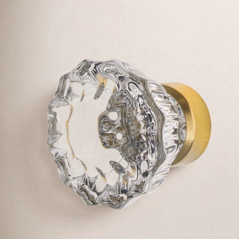 Crystal 1 3/8" Cabinet Knob, Polished Brass