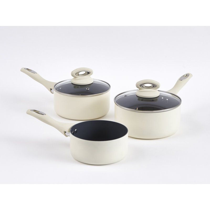 17 Stories Amatallah 5 Piece Aluminium Non Stick Cookware Set, Cream
