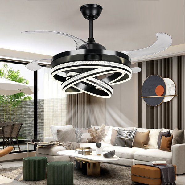 Mercer41 Dontavius 42'' Retractable Ceiling Fan, Led 3 Color Brightness  Adjustable Chandelier Ceiling Fan & Reviews