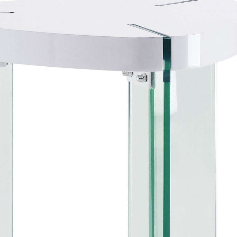 Table de bout triangulaire à trépied, Blanc / Blanc