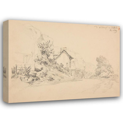 «Village on the Road from Elboeuf to Oissel» par Jacques-Raymond Brascassat, reproduction d'art sur toile tendue avec châssis