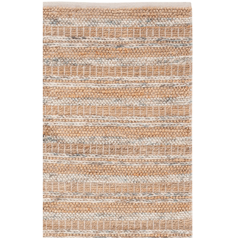 Tapis rayé en laine / jute / coton tissé à la main Kharley, Tapis de couloir 2 pi 3 po x 8 pi