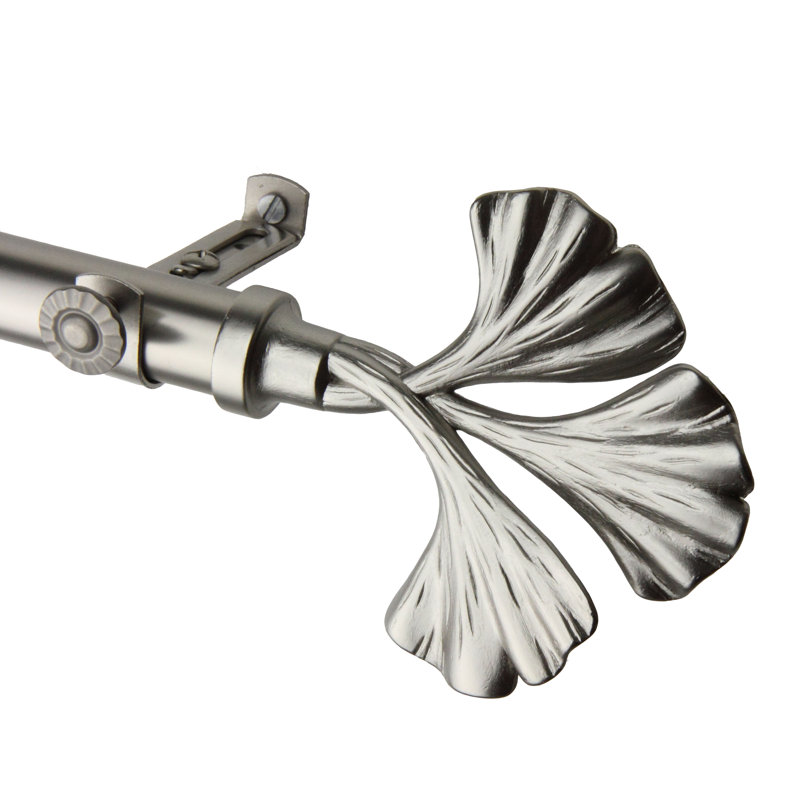 Ensemble de tringle à rideaux simple et quincaillerie Dayana, Nickel satiné, 18 po à 28 po (chaque côté)