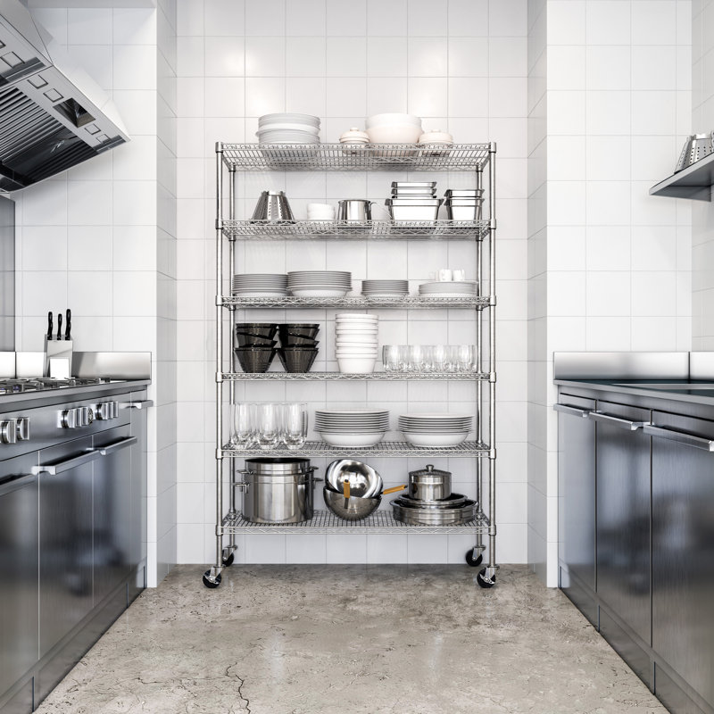 UltraDurable 6-Tier Chrome Steel Wire Shelving with Wheels