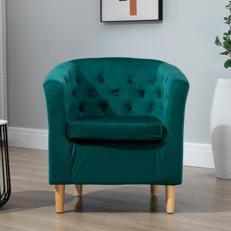 Tarbes Velvet Barrel Chair, Green