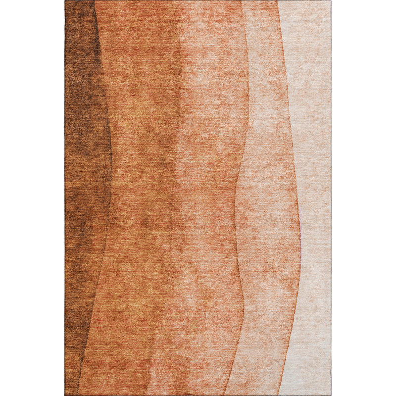 Tapis paprika Cerrito lavable à la machine de qualité supérieure, Rectangle 10 pi x 14 pi