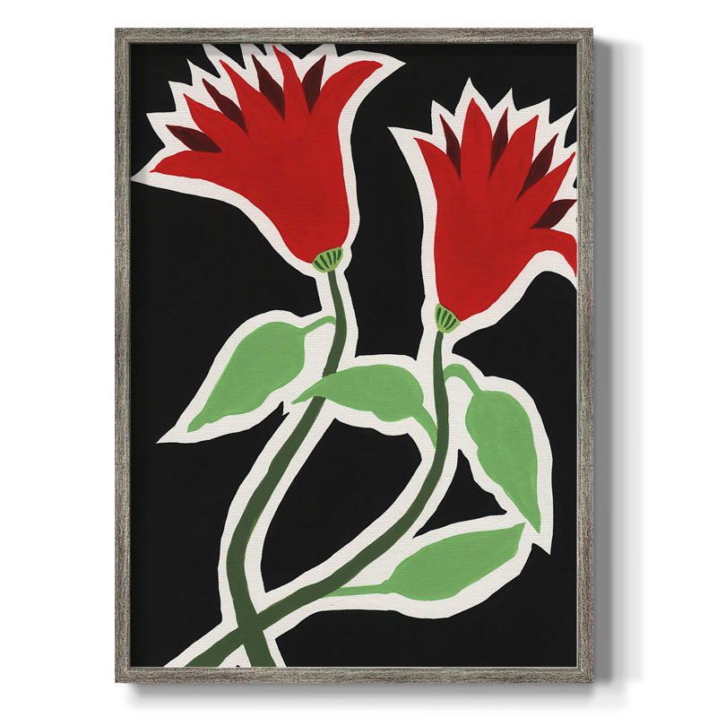 «Pop Flowers VI», reproduction encadrée - bois massif, H 30 po x l 24 po