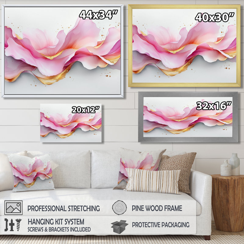 «Fluid Foundations Of Rosa Marble II», reproduction d'art sur toile abstraite, H 12 po x l 20 po, Argent argent