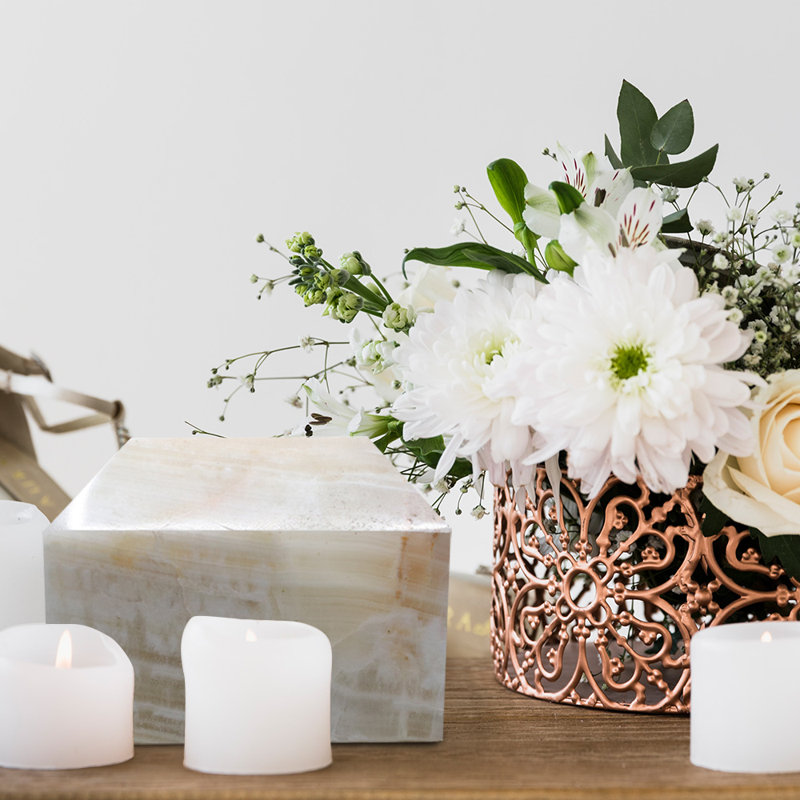 Polished Marble Tribute Urn – Adult Cremation, 129 Cu In Capacity, White